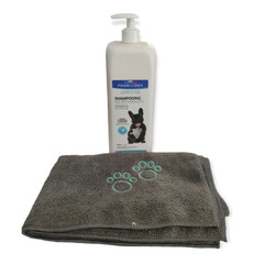 Shampoing anti-démangeaisons avec une serviette, pour chiens 1litre