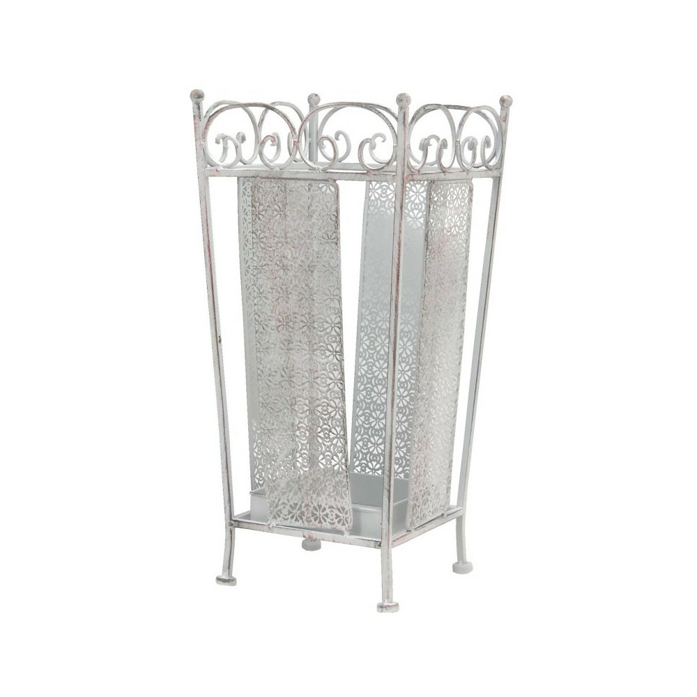Porte parapluie en fer forgé blanc 26 x 26 x 46 cm