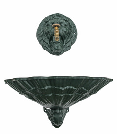Fontaine coquille au lion vert 6009 avec robinet colvert h. 54cm x l. 38cm
