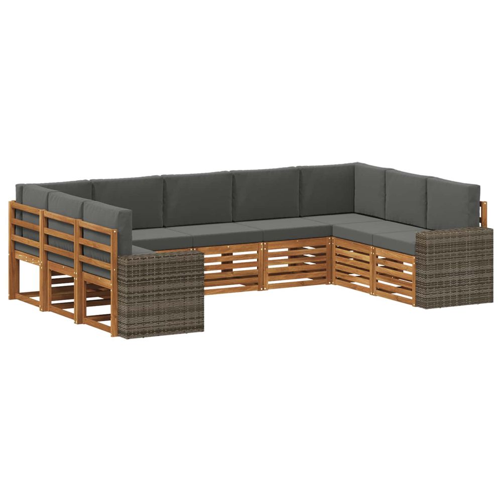Ensemble de canapés d'extérieur 9 pc naturel et anthracite