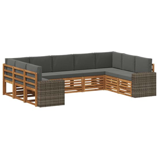 Ensemble de canapés d'extérieur 9 pc naturel et anthracite