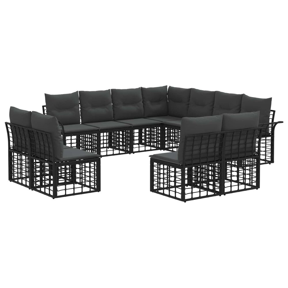 Ensemble de canapés d'extérieur 11 pc noir et gris foncé