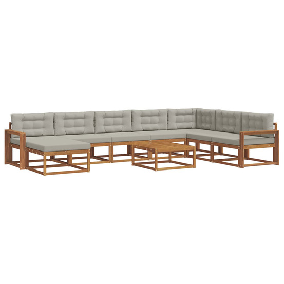 Ensemble de canapés d'extérieur 9 pcs gris naturel et clair