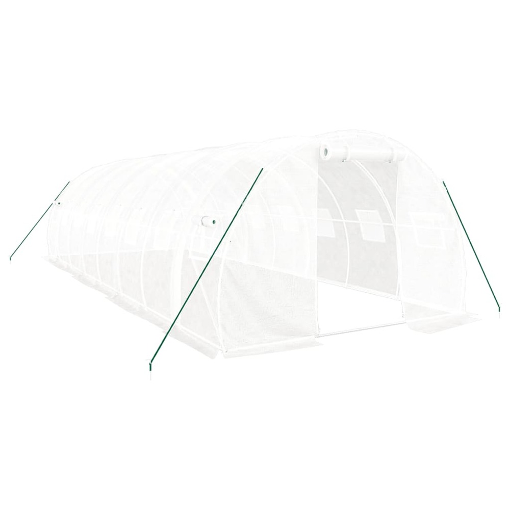Serre avec cadre en acier blanc 24 m² 8x3x2 m