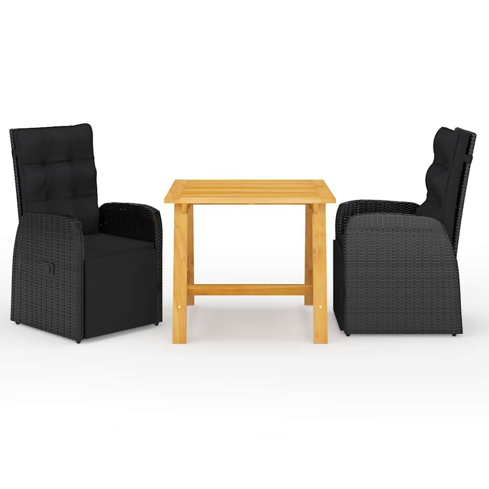 Ensemble à manger de jardin 3 pcs noir