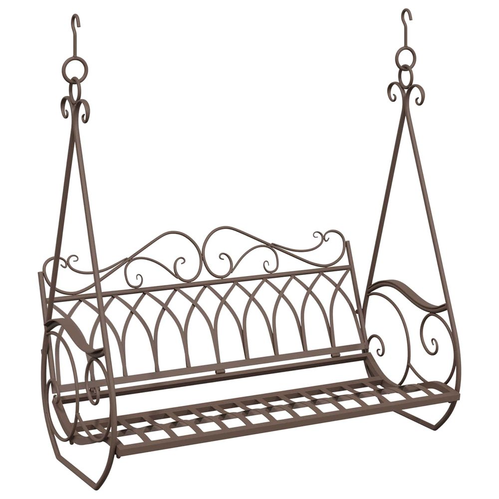 Banc balançoire acier 112 x 60 x 126,5 cm marron ancien
