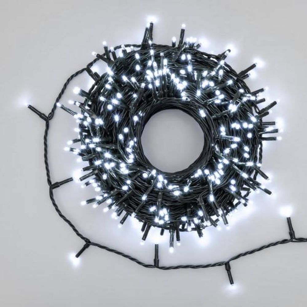 Guirlande lumineuse blanc froid 25 mètres 360miniled 8 fonctions d'animation câble vert foncé lotti