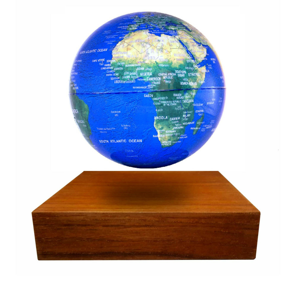 Globe terre lumineux en lévitation pm sur base bois geomini | Truffaut