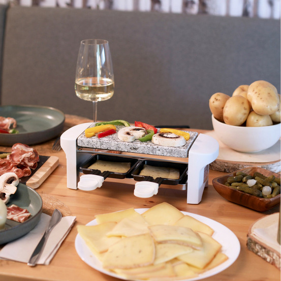 Appareil à raclette & pierrade pour 2 personnes blanc 350w