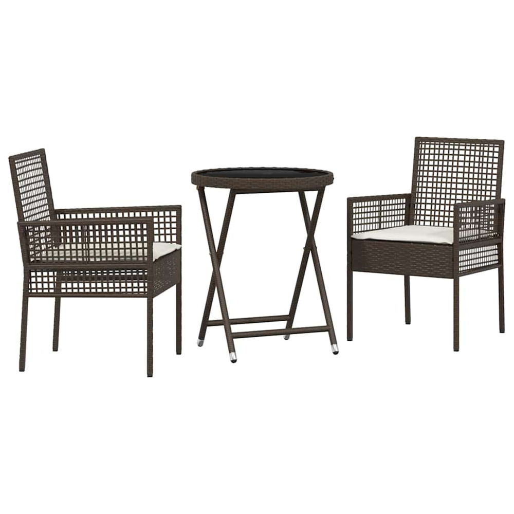 Ensemble bistro de jardin 3 pcs marron polyrotin