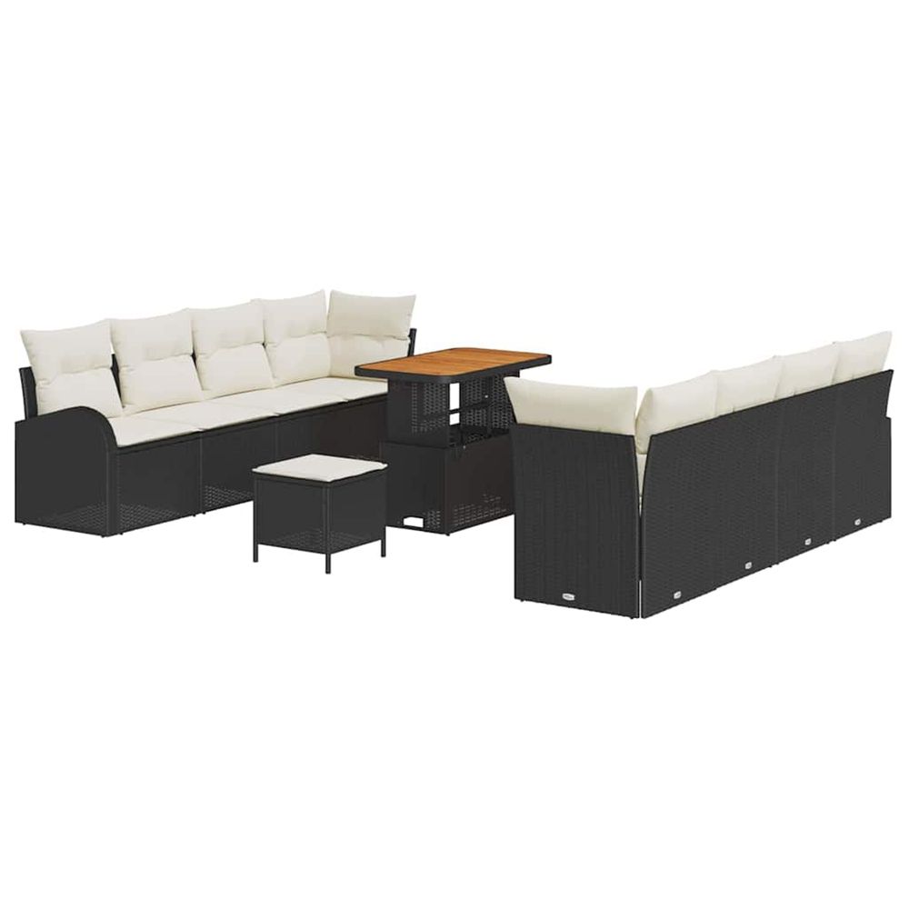 Ensemble de canapé de jardin 11 pc noir polyrotin