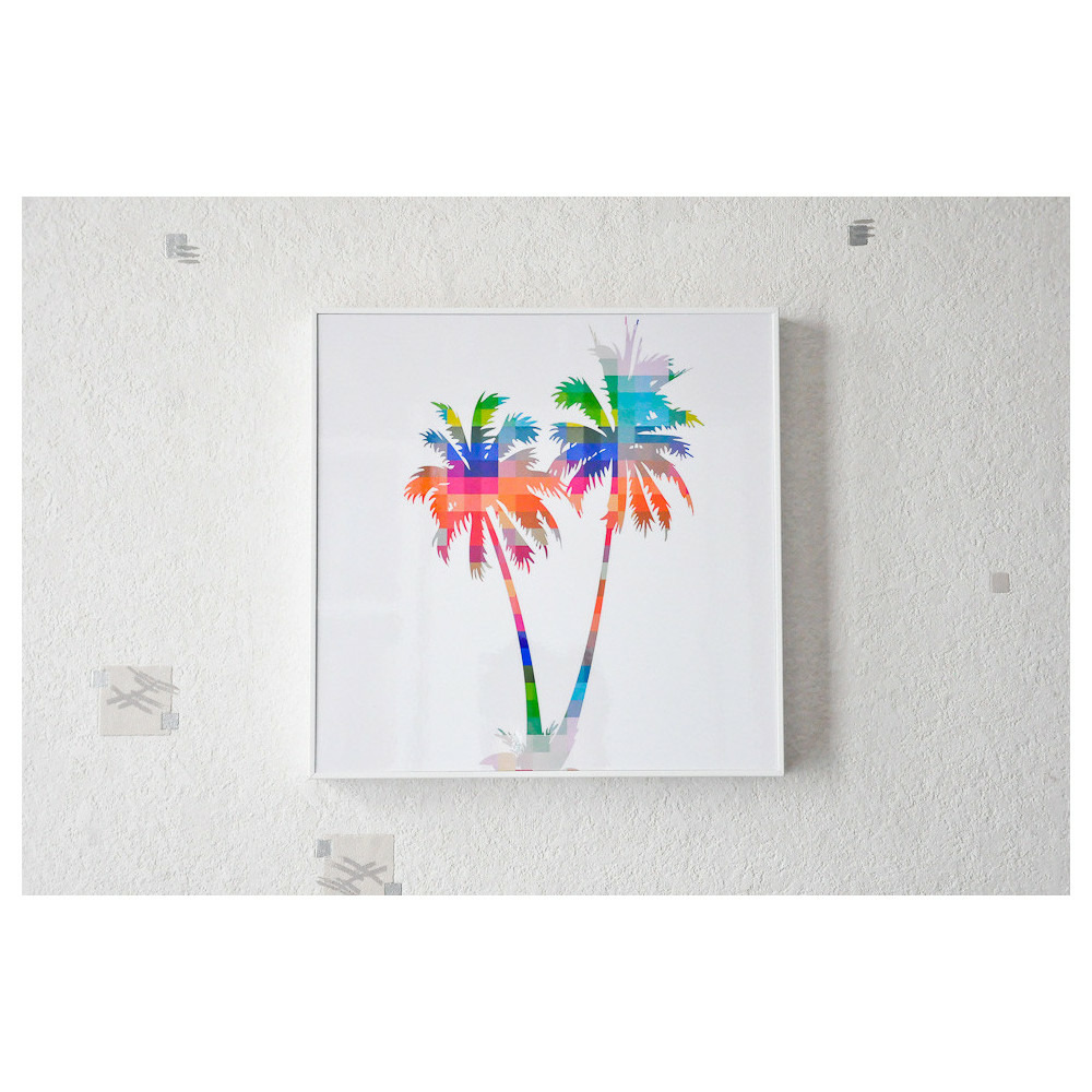 Tableau déco laminé ''palmier colore'' (30x30cm)
