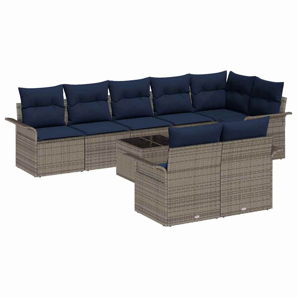 Ensemble de canapé de jardin 9 pc gris polyrotin