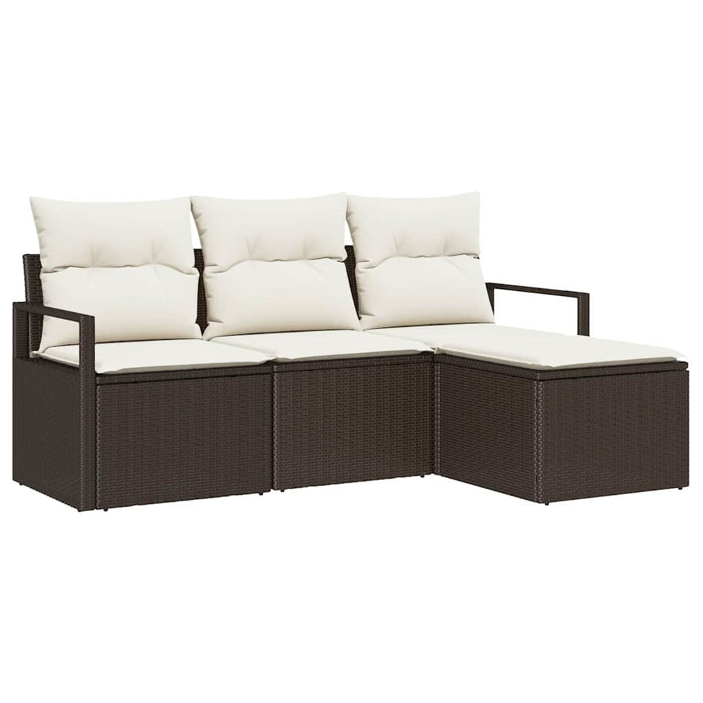 Ensemble de canapé de jardin avec coussin 4 pcs marron et crème