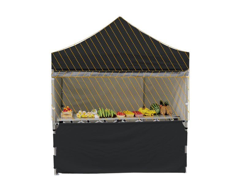 Demi-rideaux/bâche, pour tente pliante medium 3*4.5m stand, hauteur 105 cm noir