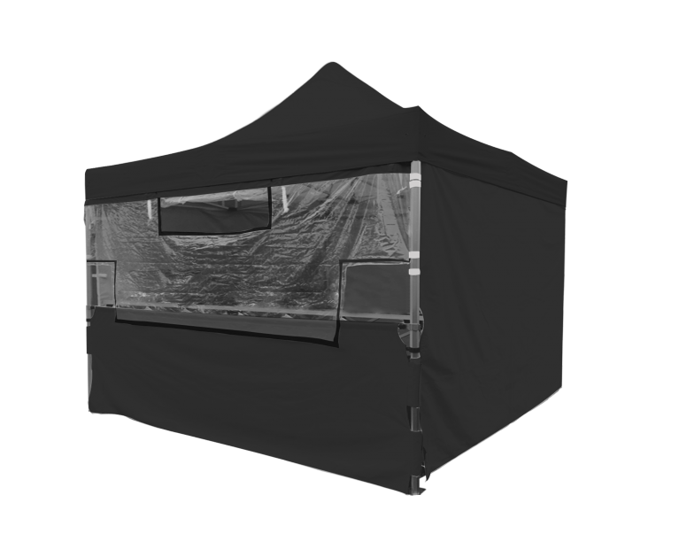 Écran + demi-rideau polyester, pour tente pliante 3x4.5m  stand, protection noir