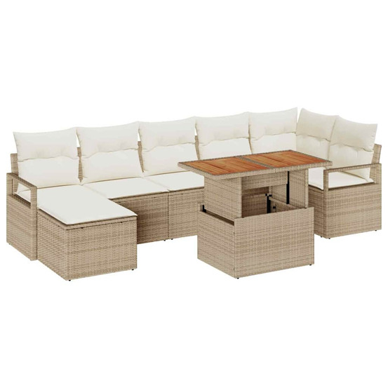Ensemble de salle à manger pour jardin 8 pcs beige et crème