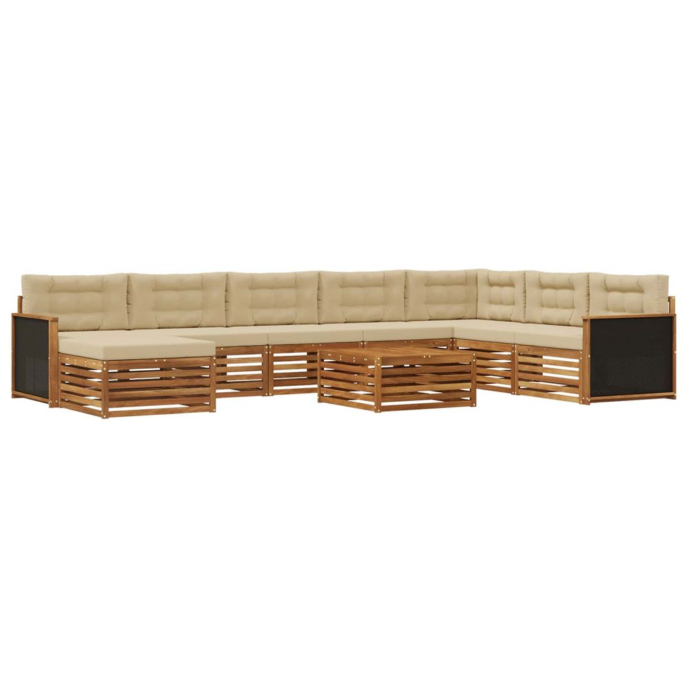 Ensemble de canapés d'extérieur 9 pc naturel et beige
