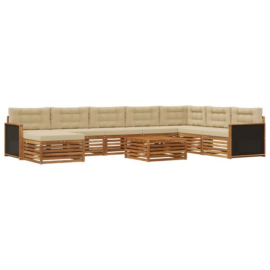 Ensemble de canapés d'extérieur 9 pc naturel et beige