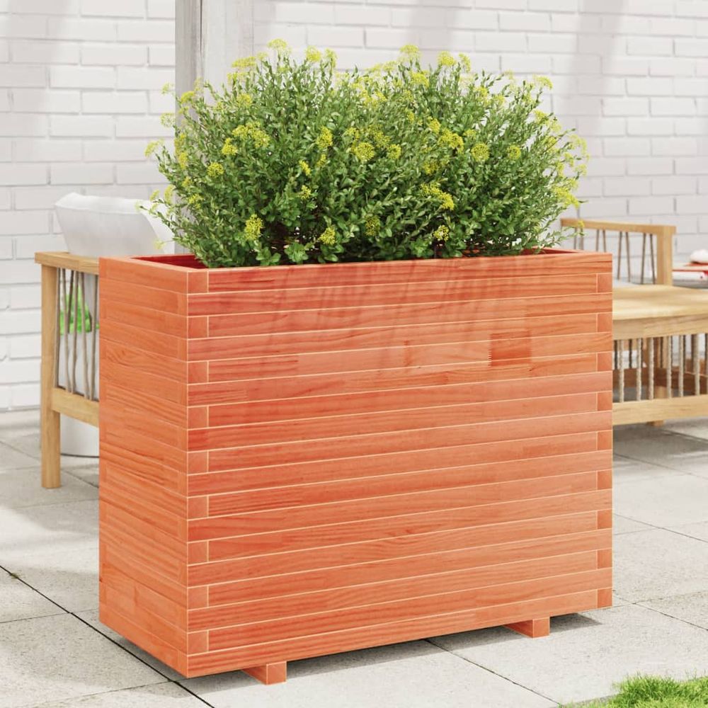 Potager surélevé bois de pin massif cire marron 90x40x72,5cm
