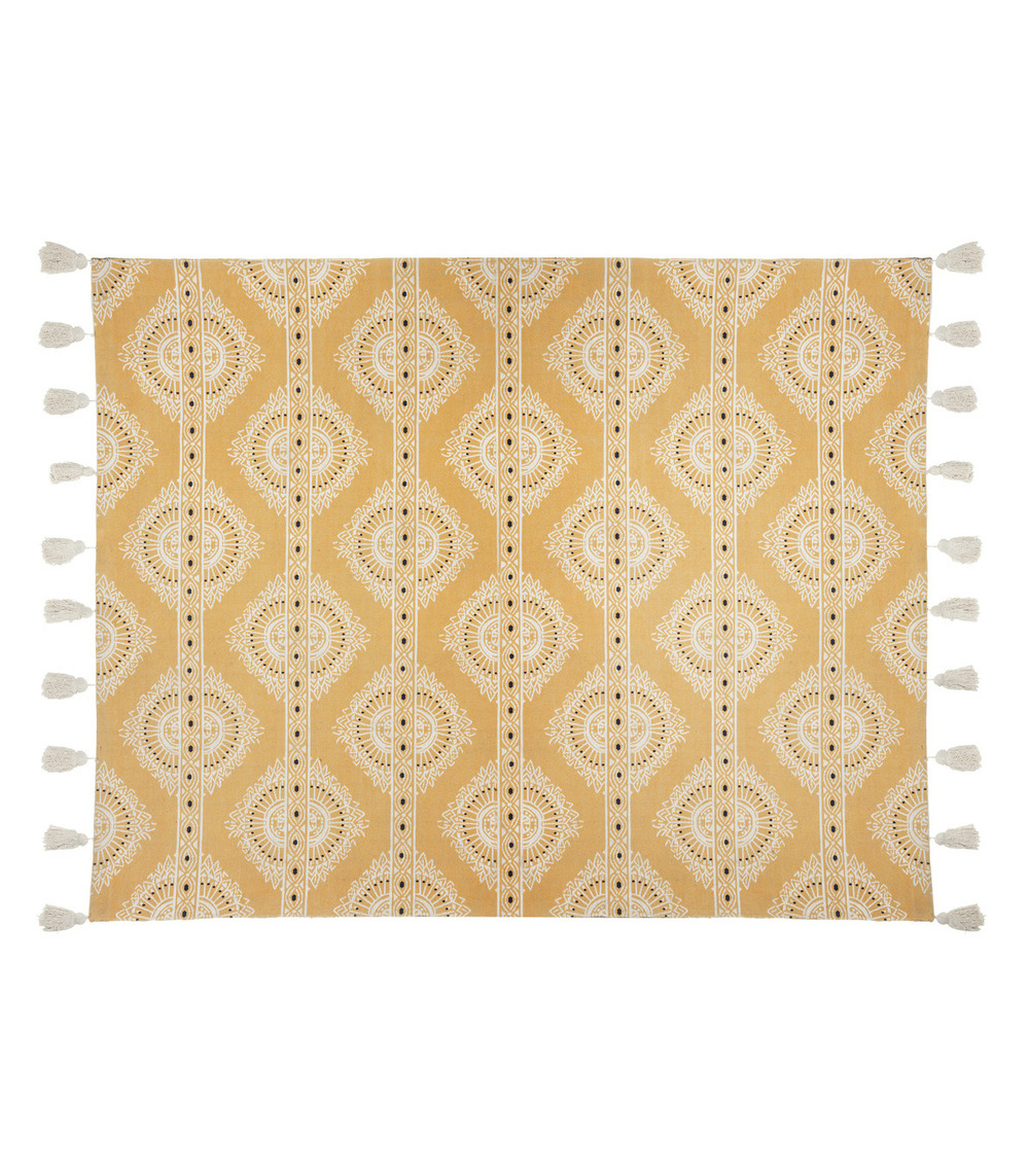 Tapis décoratif jacquard ocre 120 x 170 cm