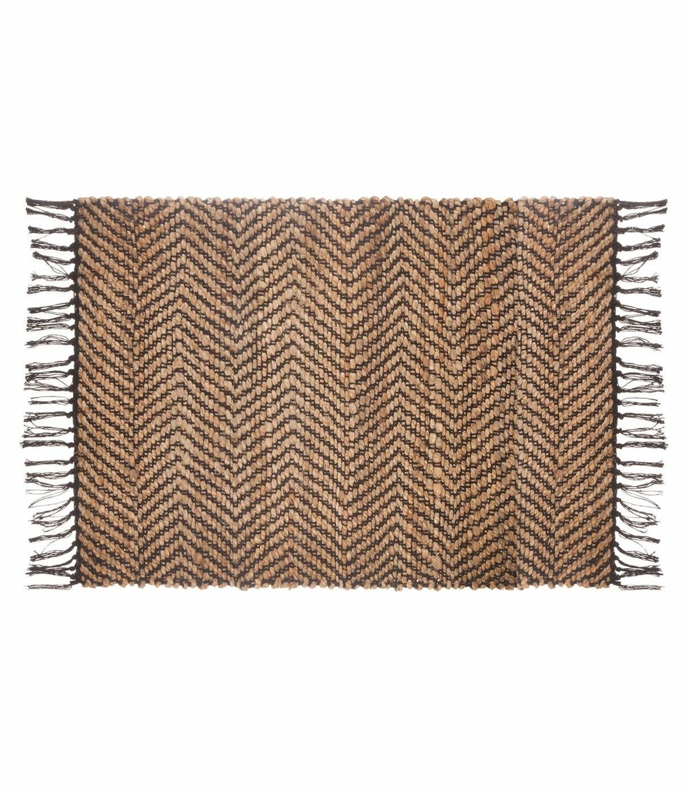Tapis décoratif en jute avec motif en coton 60 x 90 cm Truffaut