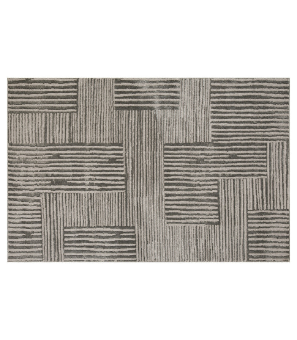 Tapis décoratif gris clair et gris foncé en relief 120 x 170 cm