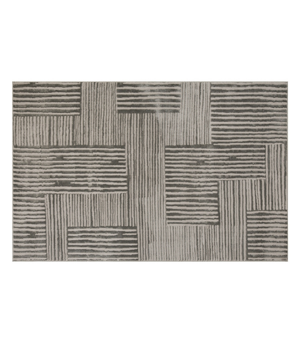 Tapis décoratif gris clair et gris foncé en relief 160 x 235 cm