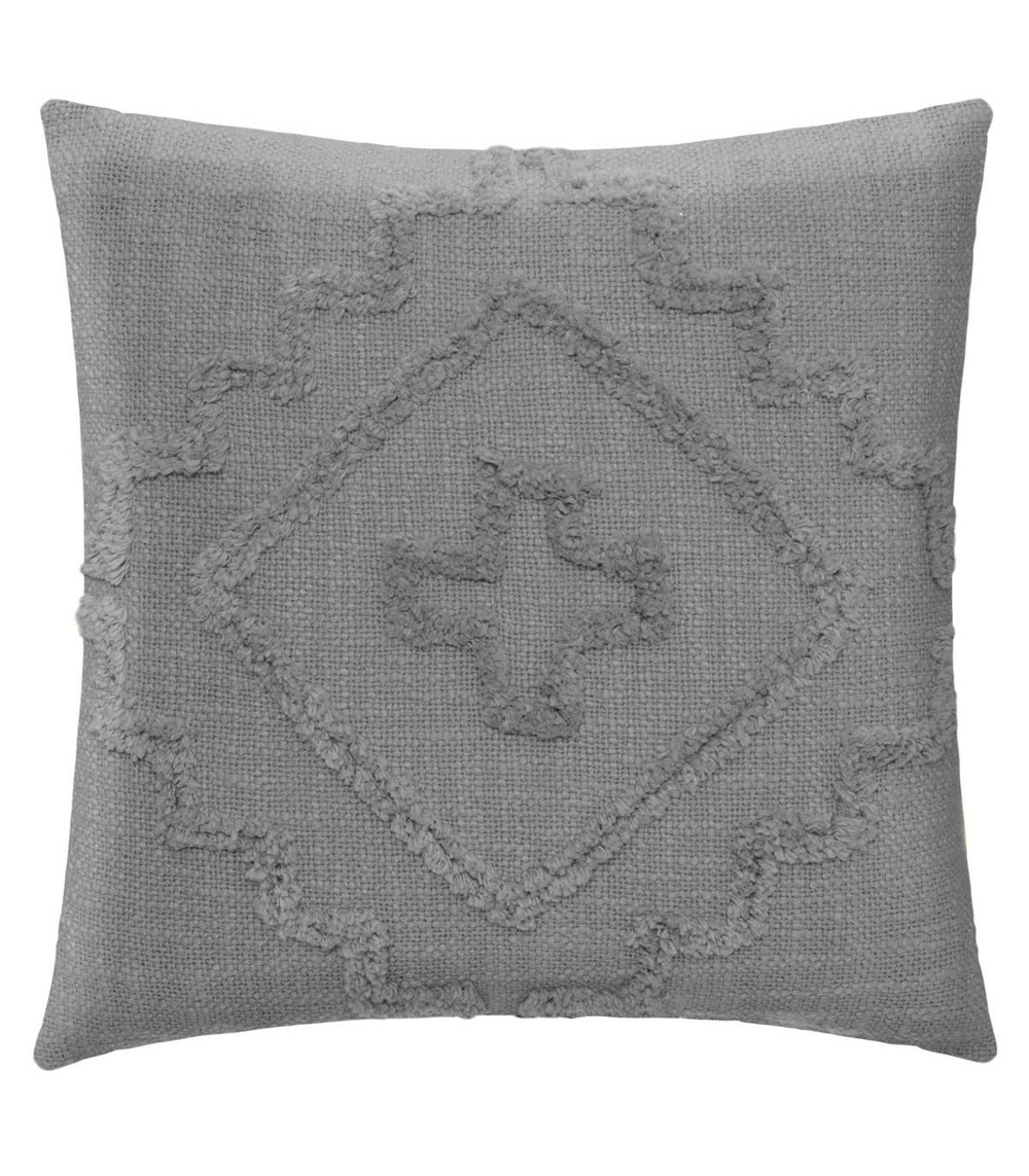Coussin déhoussable inca en coton tufté gris 40 x 40 cm
