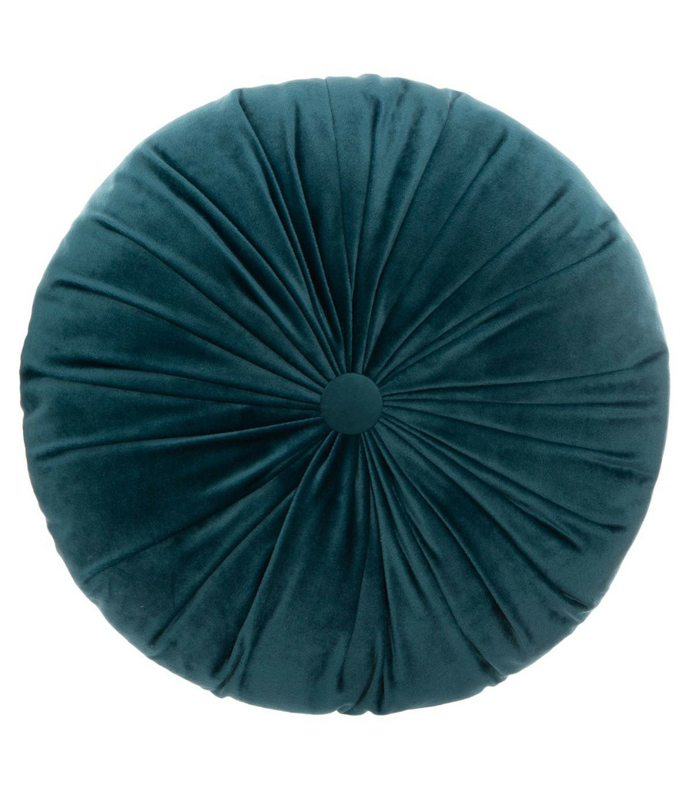 Coussin rond velours bleu d 40 cm