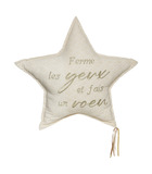 Coussin décoratif étoile filante avec broderie grand format 60 x 60 cm