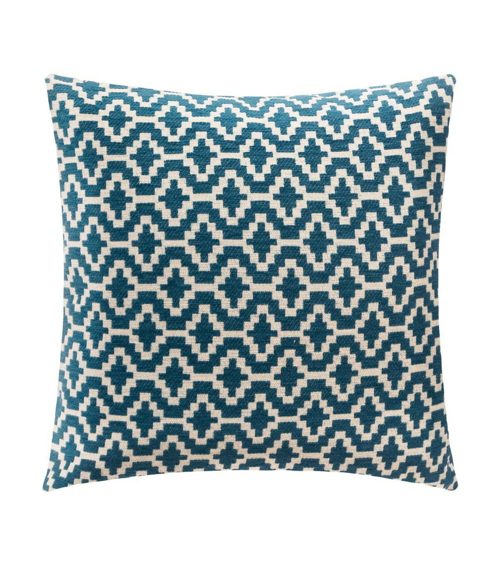 Housse de coussin chenille ethnique bleu 40 x 40 cm