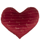Coussin cœur en velours rouge imprimé doré 30 x 30 cm