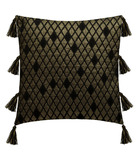 Housse de coussin noir & or brillant  avec pompons 40 x 40 cm