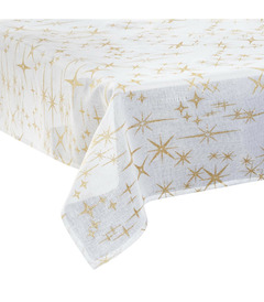 Nappe canevas blanche avec étoiles dorées 140 x 240 cm