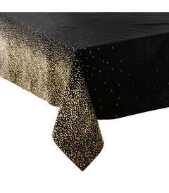 Nappe en coton et polyester noir imprimé léopard doré 140 x 360 cm