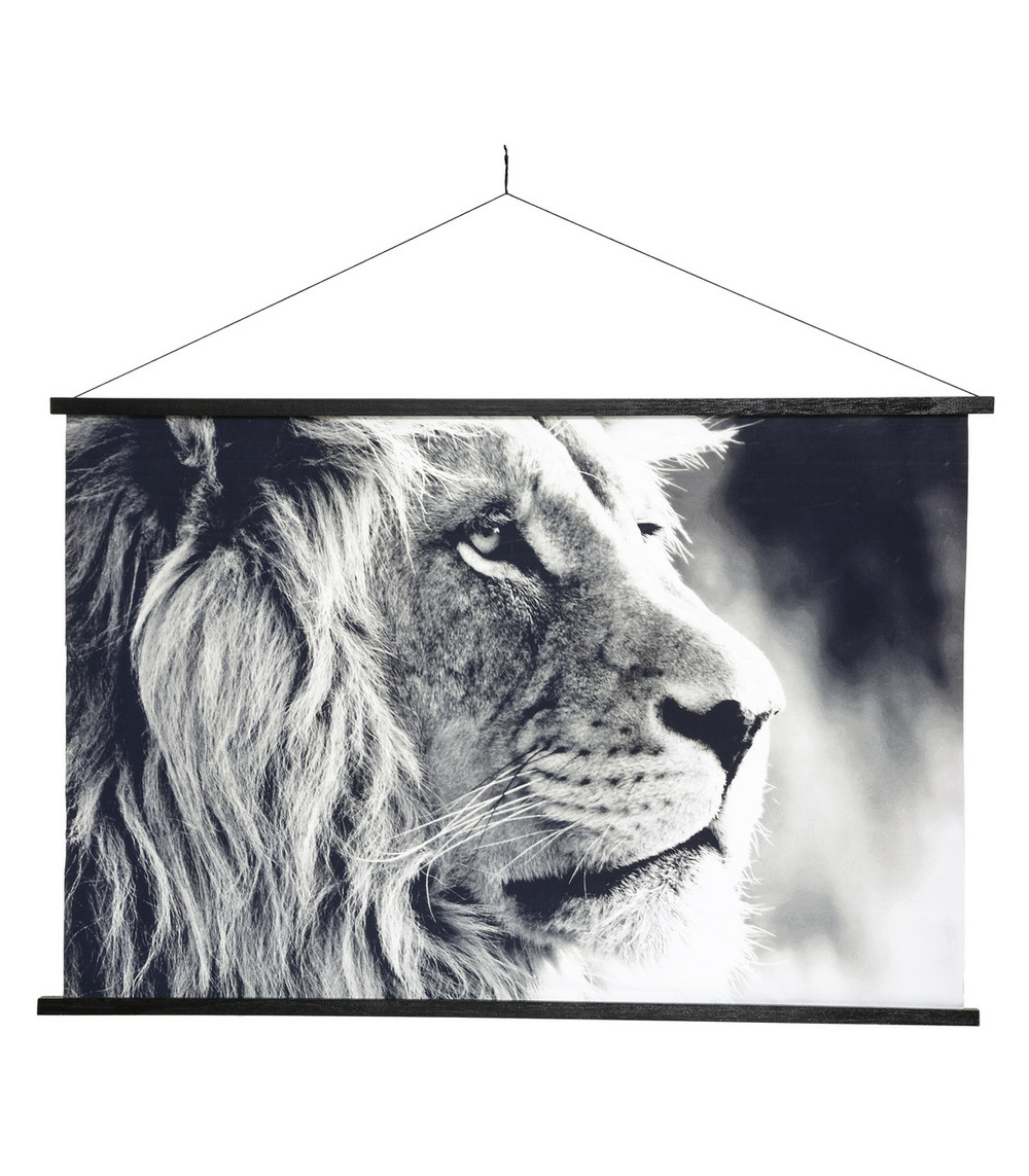 Toile décorative à suspendre lion 73 x 110 cm