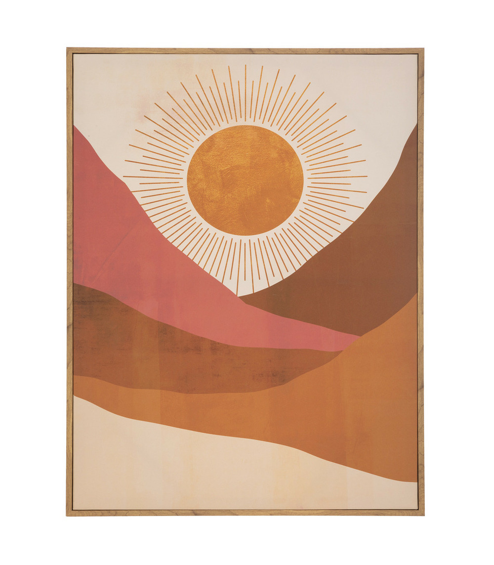 Tableau toile murale imprimée et encadrée soleil  58 x 78 cm
