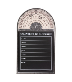 Tableau mémo ardoise avec calendrier perpétuel intégré 45 x 76 cm