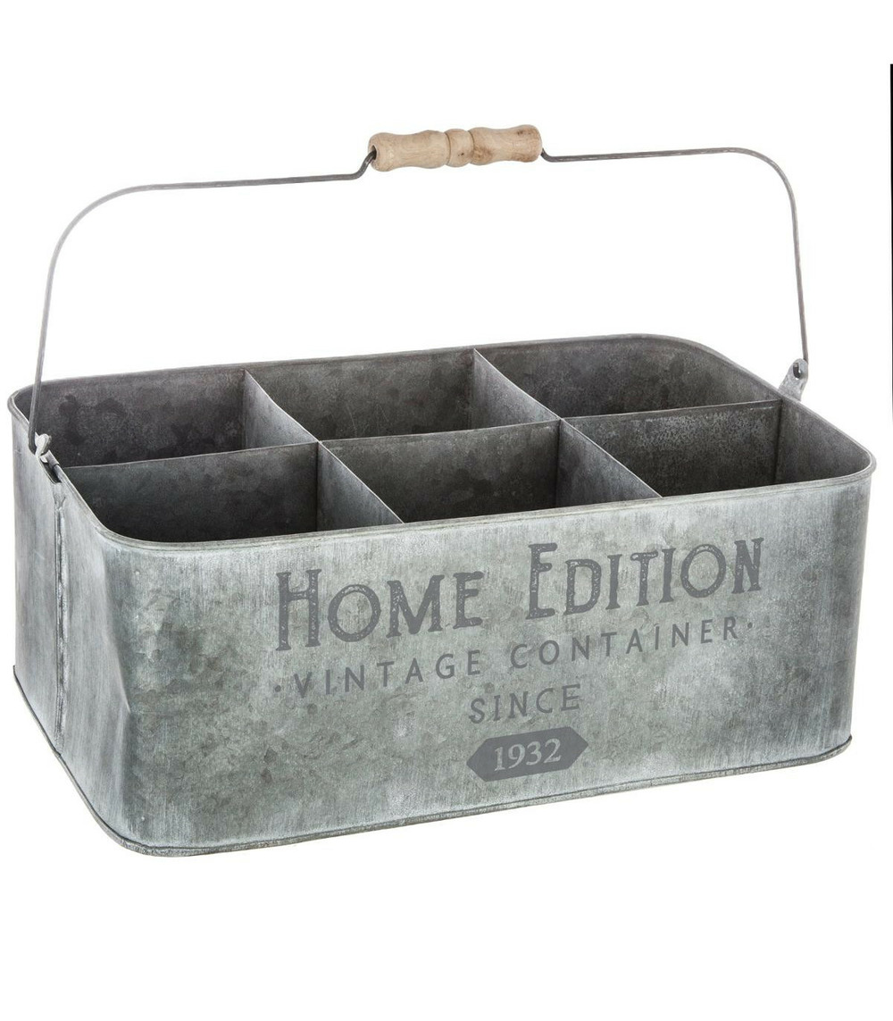 Porte plante déco vintage en zinc gris