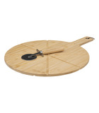 Set planche à découper double face en bambou et roulette à pizza