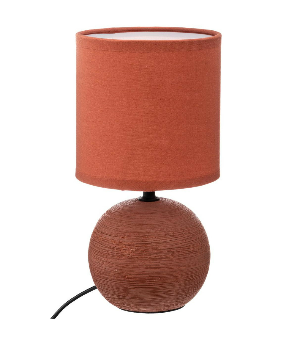 Lampe en céramique pied boule striée terracotta
