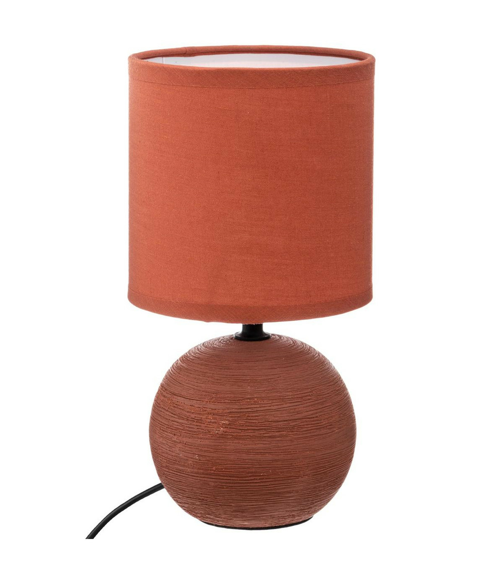 Lampe en céramique pied boule striée terracotta Lampe en céramique pied boule striée terracotta