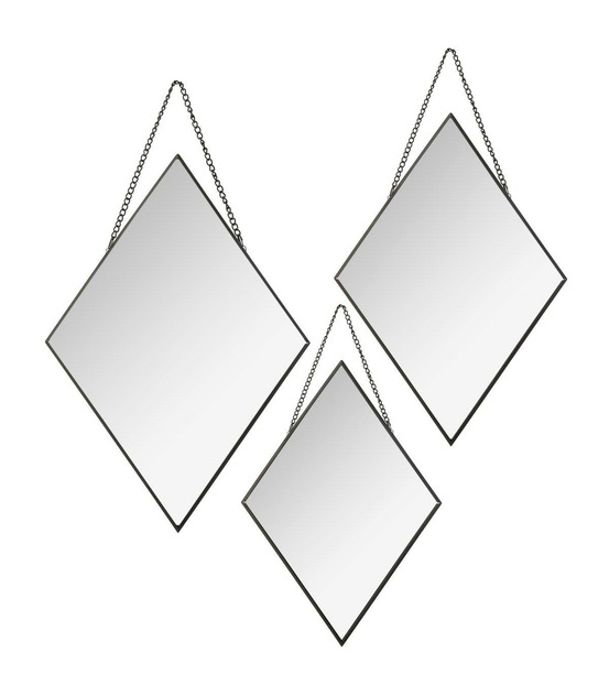 Lot de 3 miroirs losanges en métal noir