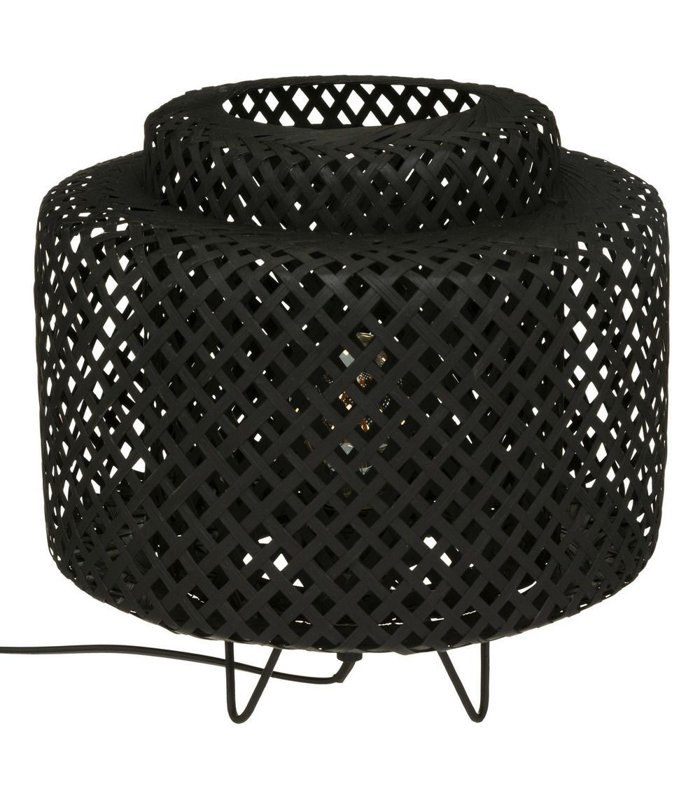 Lampe à Poser Madam Stoltz Fer Et Raphia 39 Cm - Beige (Lampe De Table Bohème, Abat-jour En Raphia, Piètement Fer, Ampoule E27)