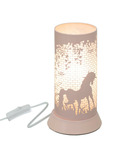 Lampe à poser décor cheval en métal rose