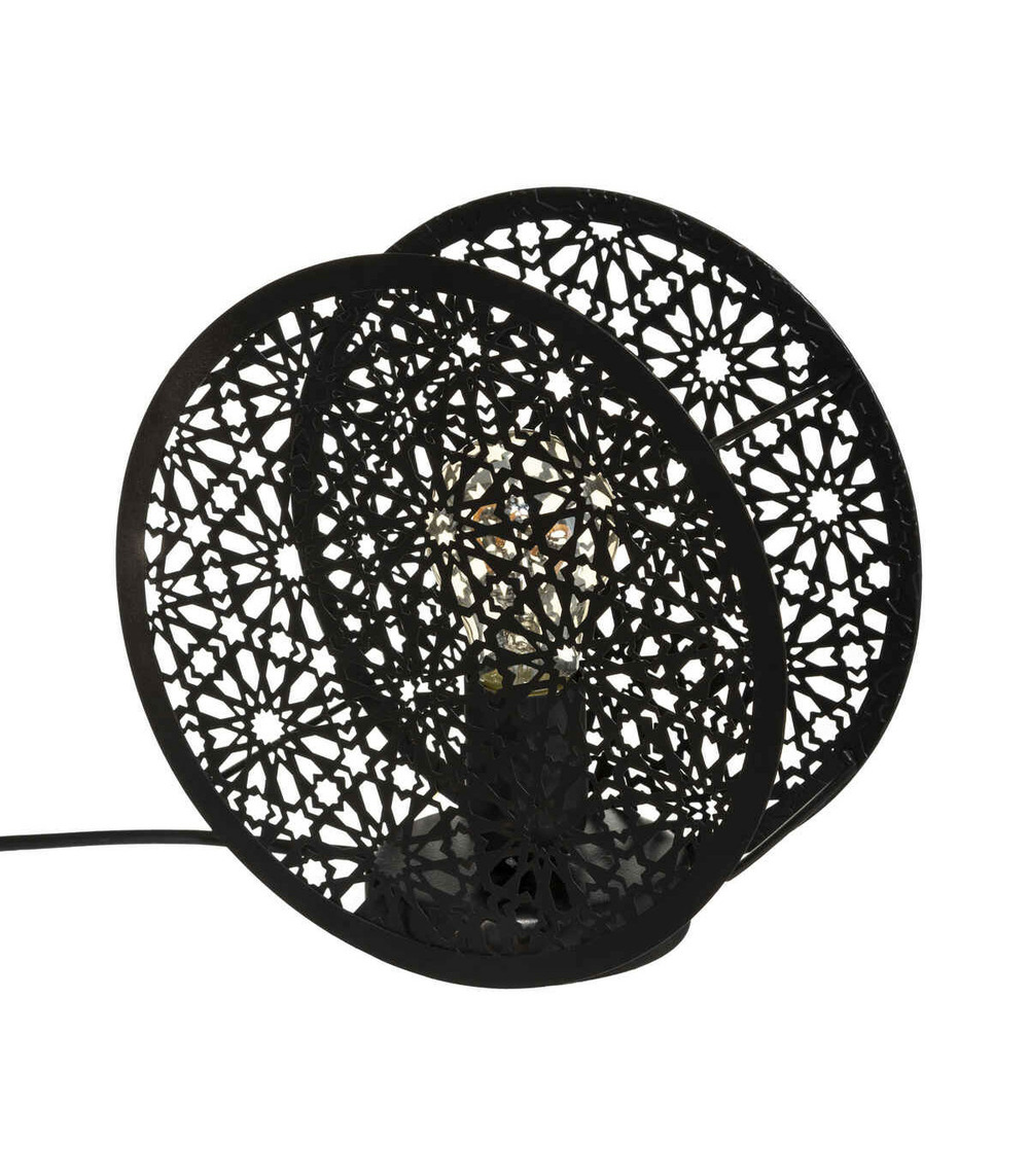 Lampe à poser ronde en métal noir d 22 cm