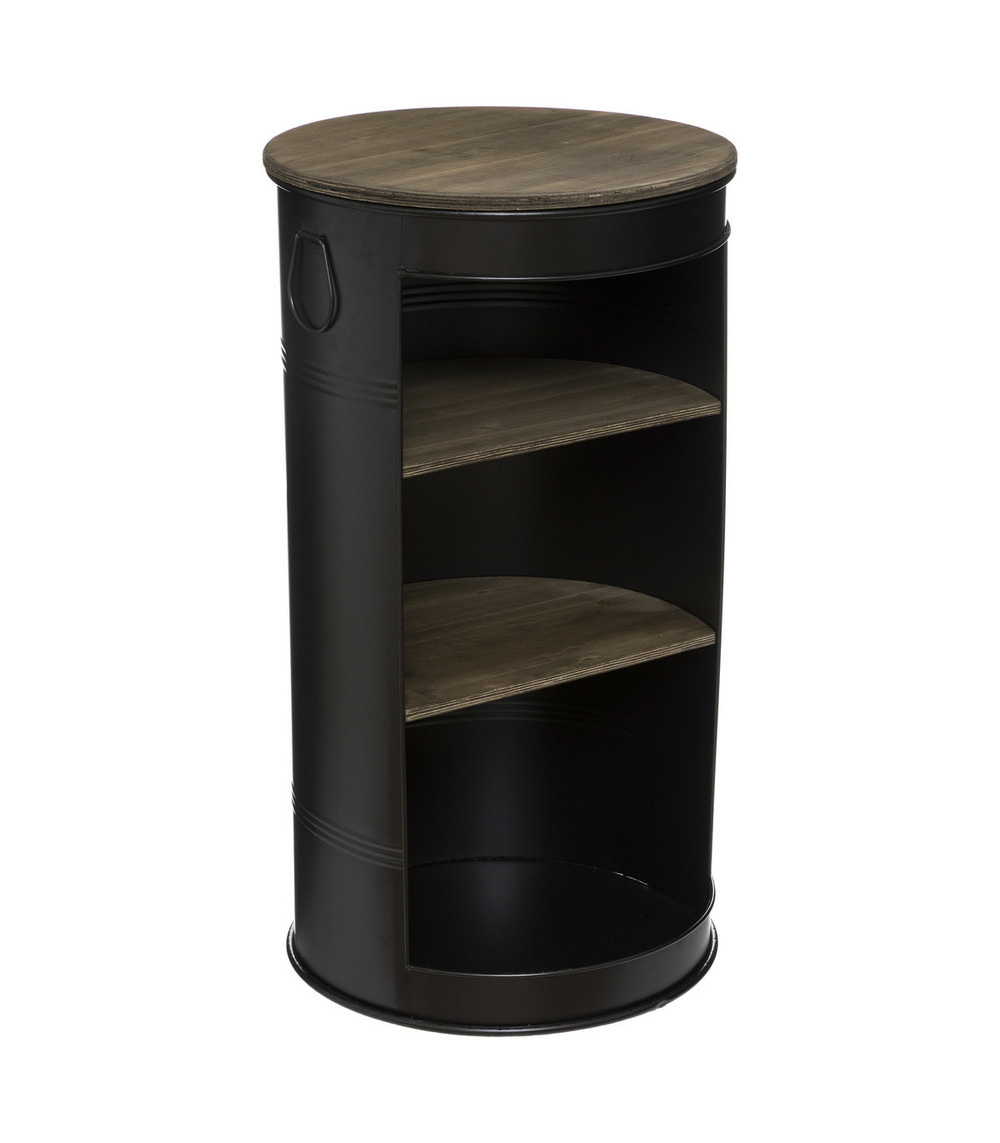 Table à café en métal noir et bois d 50 x h 92 cm