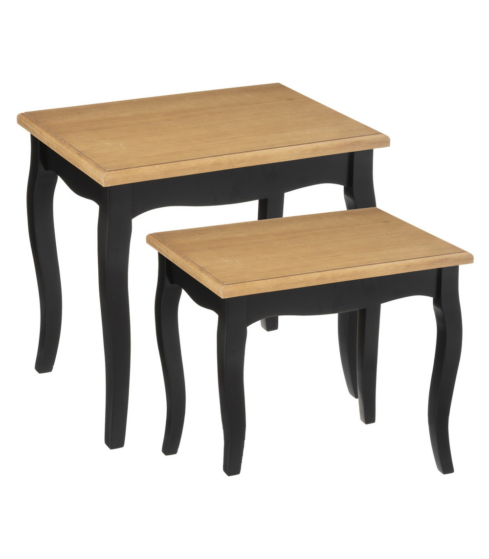 Set de 2 tables à café en bois naturel et noir