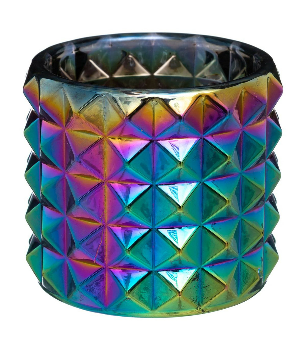 Photophore en verre coloré h 8.5 cm